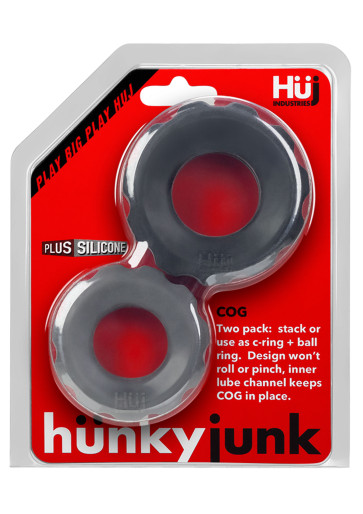 Hünky Junk Cog 2-Size Cockrings, Grey/Black