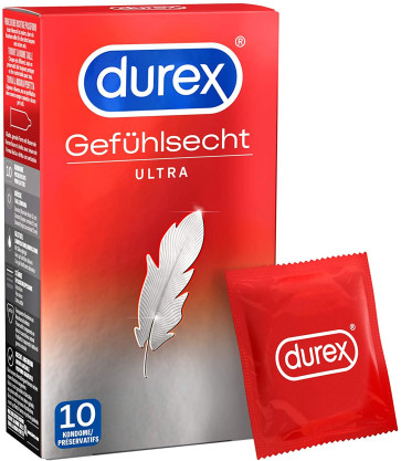 DUREX Gefühlsecht (Sensitive) Ultra, 18 cm (7,1 in), 10 Condoms
