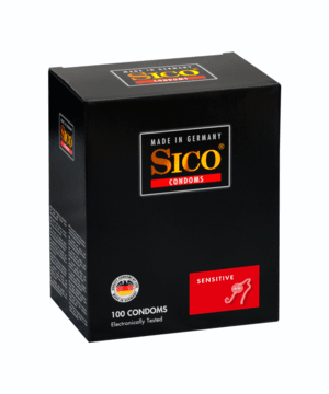 SICO Sensitive, Extra Thin Condoms, Latex, 18 cm (7 in), Ø 5,2 cm (2,0 in), 100 pcs