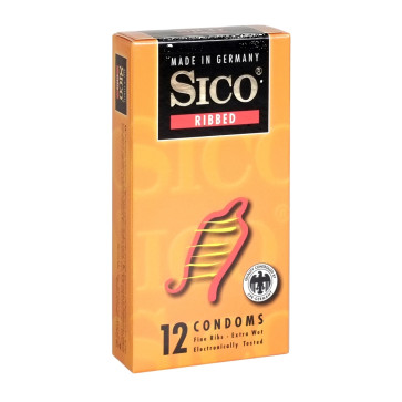 SICO Ribbed, Latex, Clear, 18 cm (7 in), Ø 5,2 cm (2,0 in), 12 Condoms