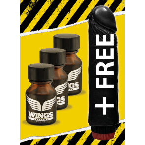 Wings Black Extreme Poppers - 10ml | 3er-Box "Smartpack" plus Dildo 'gratis'