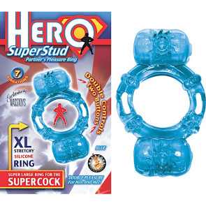 HERO SUPERSTUD PARTNER'S PLEASURE RING, TPE (SEBS), BLUE