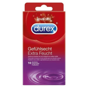 DUREX Gefühlsecht Extra Feucht 10pcs Condoms, with reservoir, extra lubrication, ⌀ 56mm, 19,5cm 