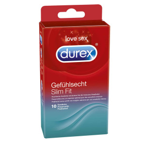 DUREX Gefühlsecht Slim Fit 10 pcs Condoms, with reservoir, ⌀ 52,5mm, 18cm 