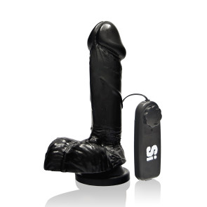 SI IGNITE Vibrating Cock with Balls and Suction, Vinyl, Black, 15 cm (6 in), Ø 4,6 cm (1,8 in)