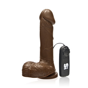 SI IGNITE Vibrating Cock with Balls and Suction, Vinyl, Brown,18 cm (7 in), Ø 4,8 cm (1,9 in)