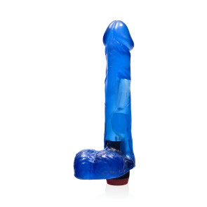 SI IGNITE Cock with Balls and Vibration, Vinyl, Blue, 20 cm (8 in), Ø 4,8 cm (1,9 in)