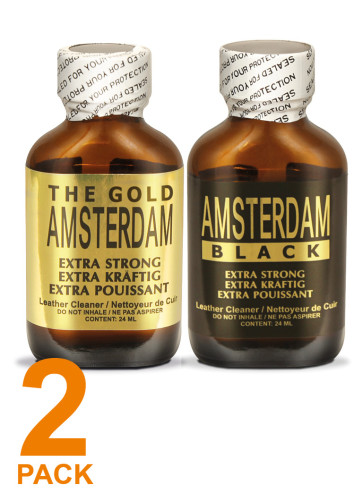 AMSTERDAM Gold/Black Mix Poppers big - 24ml "Cleverpack" | 2er-Mix-Box minus 15%