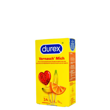 Durex "Vernasch mich" Condom Mix 14 pcs, with Fruit Flavour, with Reservoir, ⌀ 53mm, 180mm