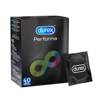 DUREX Performa Condoms with Delay Effect, Natural Rubber Latex, 40 Pack